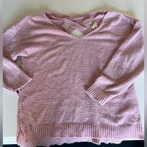 Cupio Soft Pink Marbled V‎ Neck Sweater Size XL